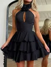 Cut Out A-line High Neck Tiered Homecoming Dresses #Milly02054784