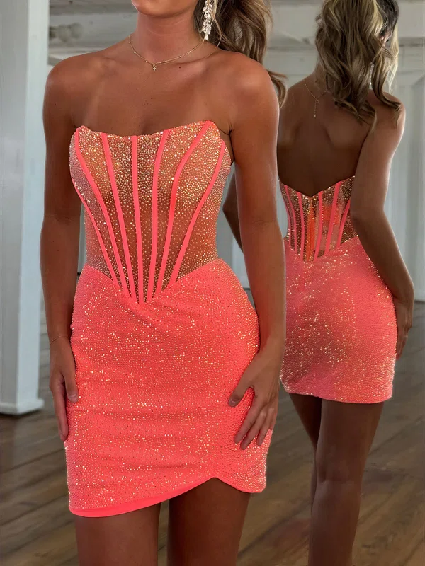 Sparkly Bodycon Strapless Beaded Homecoming Dresses #Milly02054796