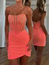 Sparkly Bodycon Strapless Beaded Homecoming Dresses #Milly02054796