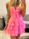 A-line Ruched Tiered Ruffle Homecoming Dresses with Bow #Milly02054825