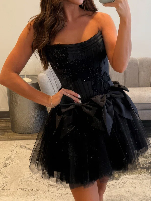 Corset Skater Satin Tulle Strapless Homecoming Dresses #Milly02054838