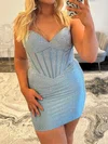 Sparkly Bodycon Satin Strapless Beaded Homecoming Dresses #Milly02054855