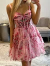 Pink Red Floral Corset Princess Sweetheart Ruched Homecoming Dresses #Milly02054874