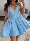 Beaded Skater V-neck Satin Corset Homecoming Dresses #Milly02054876
