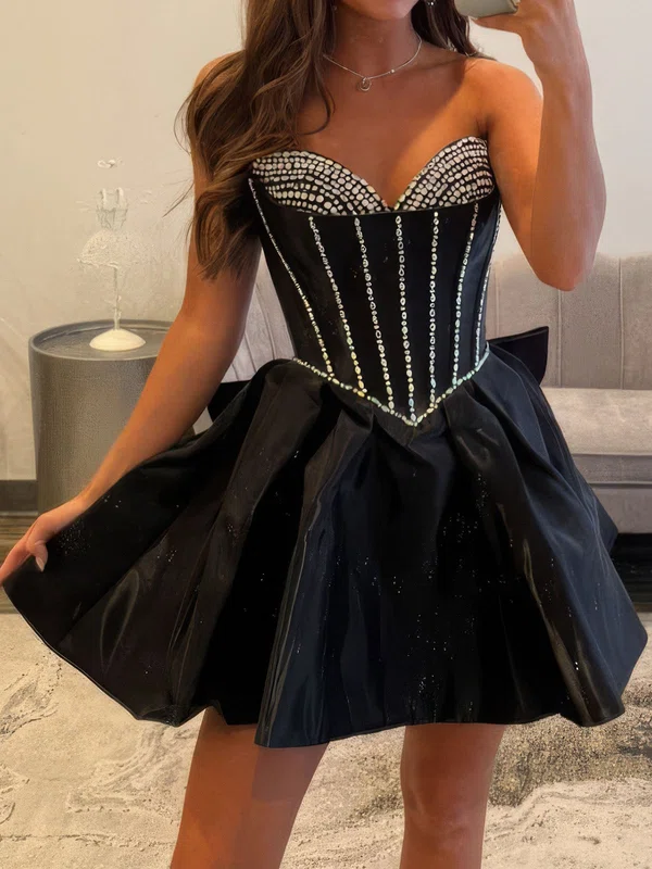 Strapless Skater Taffeta Beaded Homecoming Dresses #Milly02054882