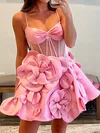 Corset Skater V-neck Satin Homecoming Dresses #Milly02054891