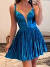 Sparkly A-line V-neck Metallic Homecoming Dresses #Milly02054895