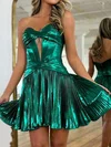 Sparkly A-line Metallic Strapless Pleated Homecoming Dresses #Milly02054925