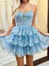 Tiered Skater V-neck Tulle Homecoming Dresses #Milly02054954