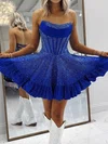 Sparkly Corset A-line Straight Satin Beaded Homecoming Dresses #Milly02054964