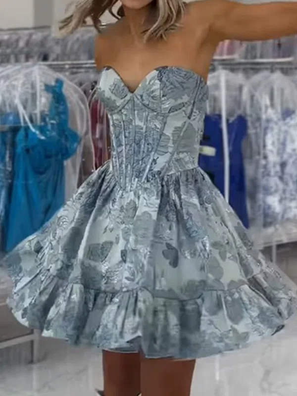 Corset Strapless Skater Satin Homecoming Dresses #Milly02054967