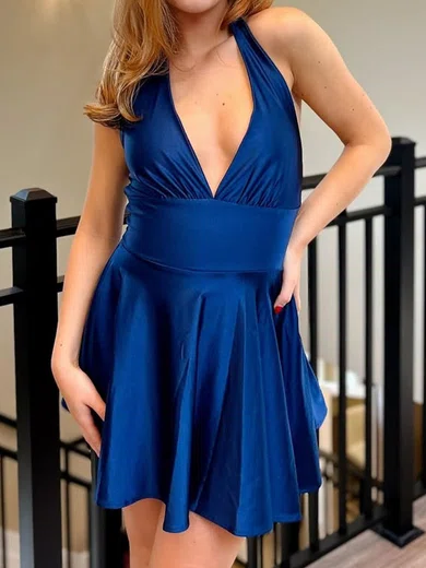 Backless A-line Halter Homecoming Dresses #Milly02054981