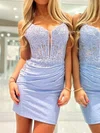 Corset Tight V-neck Satin Ruched Homecoming Dresses #Milly02054989