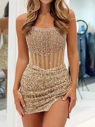 Sparkly Sequin Strapless Bodycon Beaded Homecoming Dresses #Milly02054994