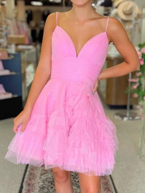 Glitter Skater V-neck Tiered Homecoming Dresses #Milly02055012