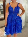 Corset Glitter Skater V-neck Tiered Homecoming Dresses #Milly02055015