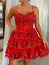 Sparkly Corset V-neck Tulle Tiered Skater Homecoming Dresses #Milly02055016