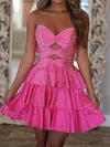 A-line Strapless Tiered Beaded Homecoming Dresses #Milly02055023