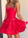 Corset Skater Taffeta Strapless Ruffle Homecoming Dresses with Bow #Milly02055035