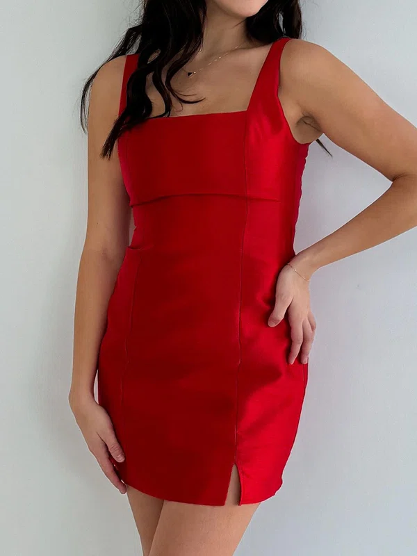 Square Neck Bodycon Satin Homecoming Dresses #Milly02055045