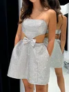 Sparkly A-line Satin Strapless Cut Out Homecoming Dresses #Milly02055046