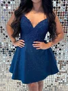 Corset A-line V-neck Satin Appliques Homecoming Dresses #Milly02055059