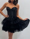 Strapless Skater Satin Tulle Tiered Homecoming Dresses #Milly02055067