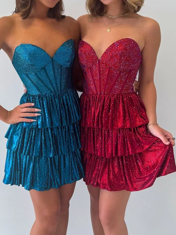 Sparkly Corset Skater Sweetheart Tiered Homecoming Dresses #Milly02055068