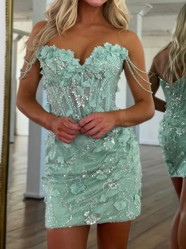 Corset Off-the-shoulder Glitter Lace Beaded Bodycon Homecoming Dresses #Milly02055074