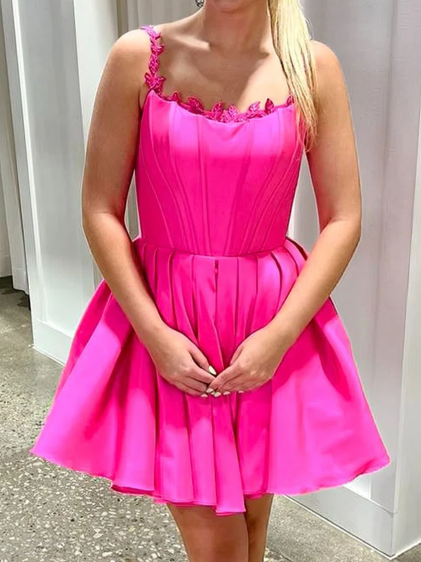 Sweet Corset Scoop Neck Satin Lace Skater Homecoming Dresses #Milly02055084