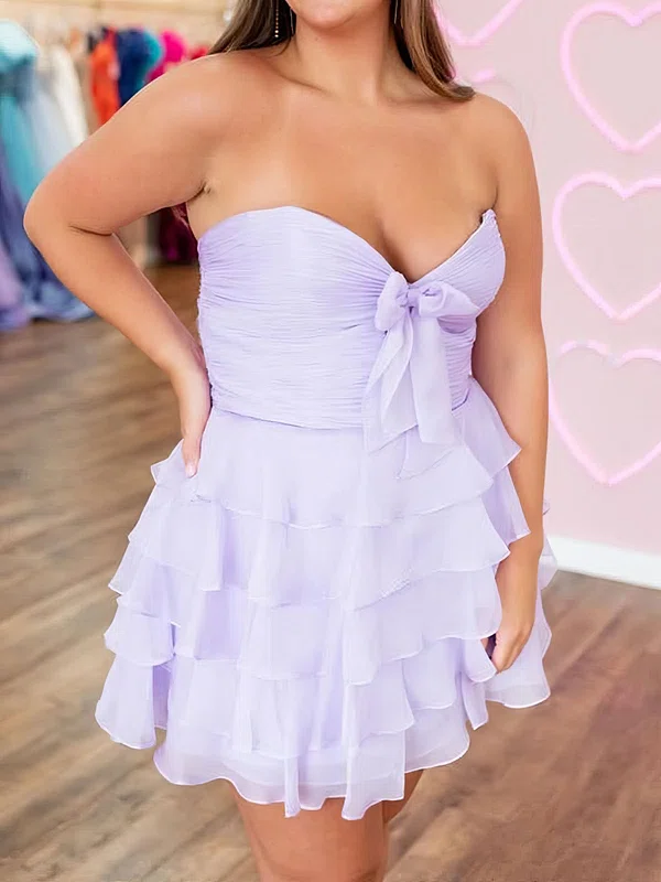 Petite A-line Strapless Tiered Homecoming Dresses #Milly02055118
