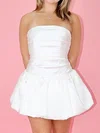 Basic A-line Strapless Satin Ruched Homecoming Dresses #Milly02055123