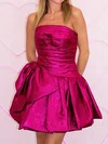 Modest Strapless Taffeta Skater Ruched Homecoming Dresses With Bow #Milly02055124