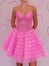 Corset Sweetheart Tulle Lace Skater Tiered Homecoming Dresses #Milly02055126
