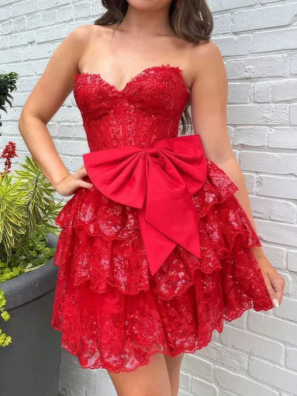 Corest Skater Strapless Glitter Lace Tiered Homecoming Dresses #Milly02055132