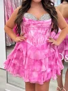 Corset Strapless Floral Print Tiered Homecoming Dresses #Milly02055140