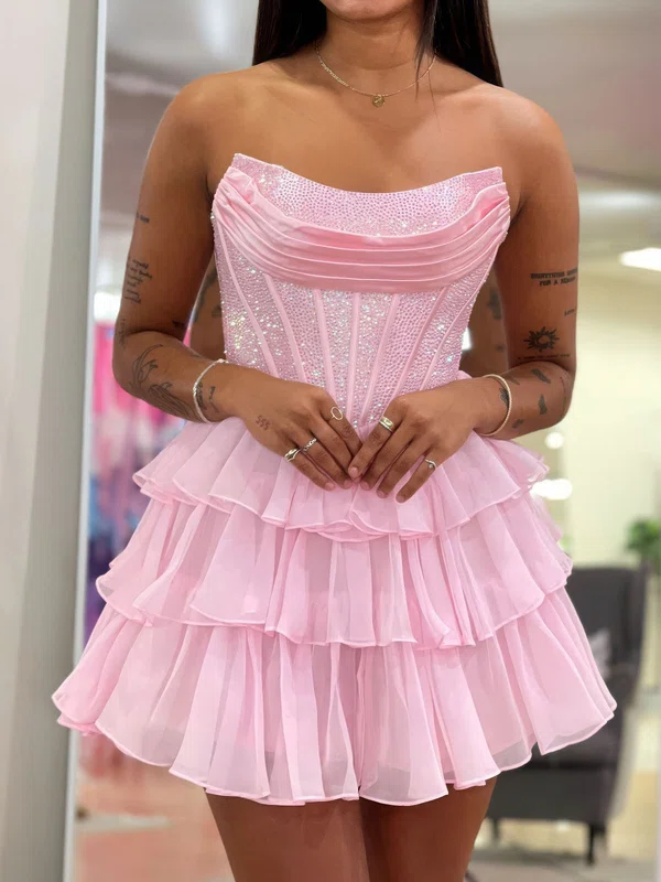 Sparkly Corset A-line Strapless Beaded Tiered Homecoming Dresses #Milly02055144