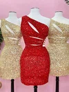 Sparkly One Shoulder Sequin Bodycon Cut Out Homecoming Dresses #Milly02055157