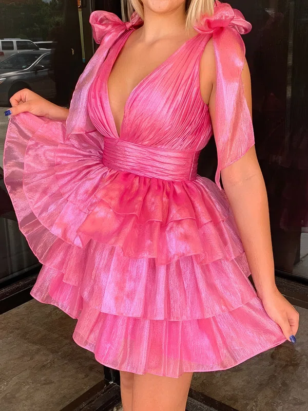 Trendy V-neck Organza Skater Tiered Homecoming Dresses #Milly02055185