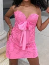 Petite Strapless Lace Bow Bodycon Homecoming Dresses #Milly02055189