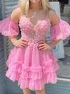 Corset V-neck Glitter Tulle Appliques Skater Homecoming Dresses #Milly02055210