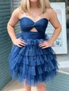 Strapless Glitter Tulle Skater Tiered Homecoming Dresses #Milly02055213