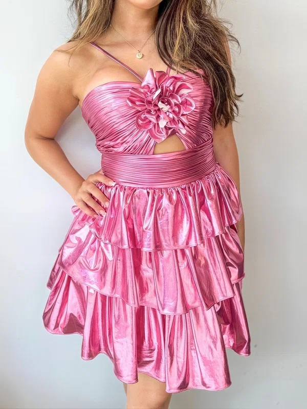A-line Sweetheart Metallic Tiered Homecoming Dresses #Milly02055225