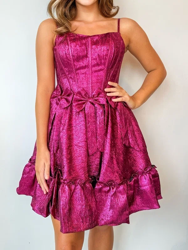 Corset A-line Square Neck Metallic Bow Homecoming Dresses #Milly02055238