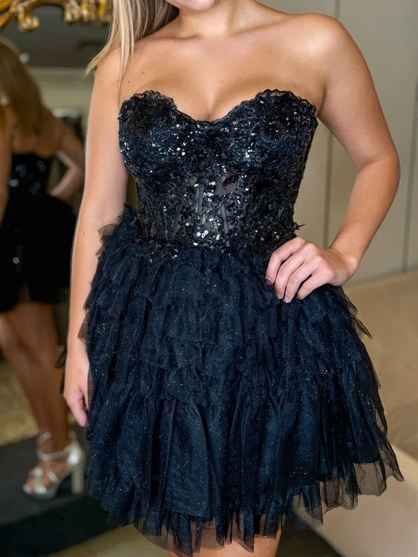 Corset Strapless Glitter Skater Tiered Homecoming Dresses #Milly02055243