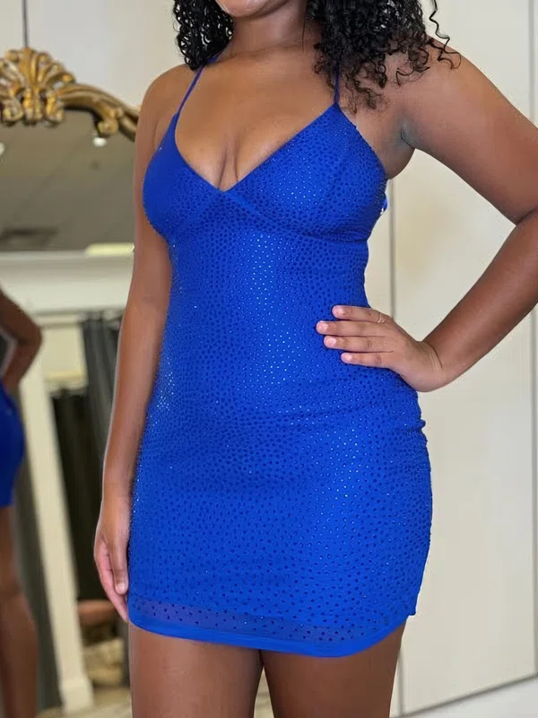 Backless Tight V-neck Beaded Homecoming Dresses #Milly02055248