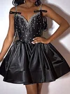 Corset V-neck Satin Skater Beaded Homecoming Dresses #Milly02055251