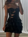 Cut Out A-line Strapless Metallic Tiered Homecoming Dresses #Milly02055256