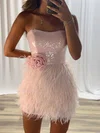 Strapless Sequin Feather 3D Floral Bodycon Homecoming Dresses #Milly02055268