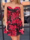 Corset Strapless Floral Print Chiffon Tiered Homecoming Dresses #Milly02055270